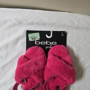 Bebe Girl Vibrant Pink Fuzzy Slippers